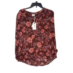 Good Hart Women Blouse Matilda Jane Floral‎ Rayon Mariposa Orange Red Small NWT